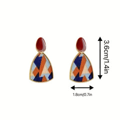 Irregular Patch Earrings Light Sense Square Round Face Jewelry