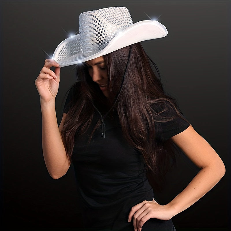 Flashing Led Sequin Cowboy Hat Y2K Style