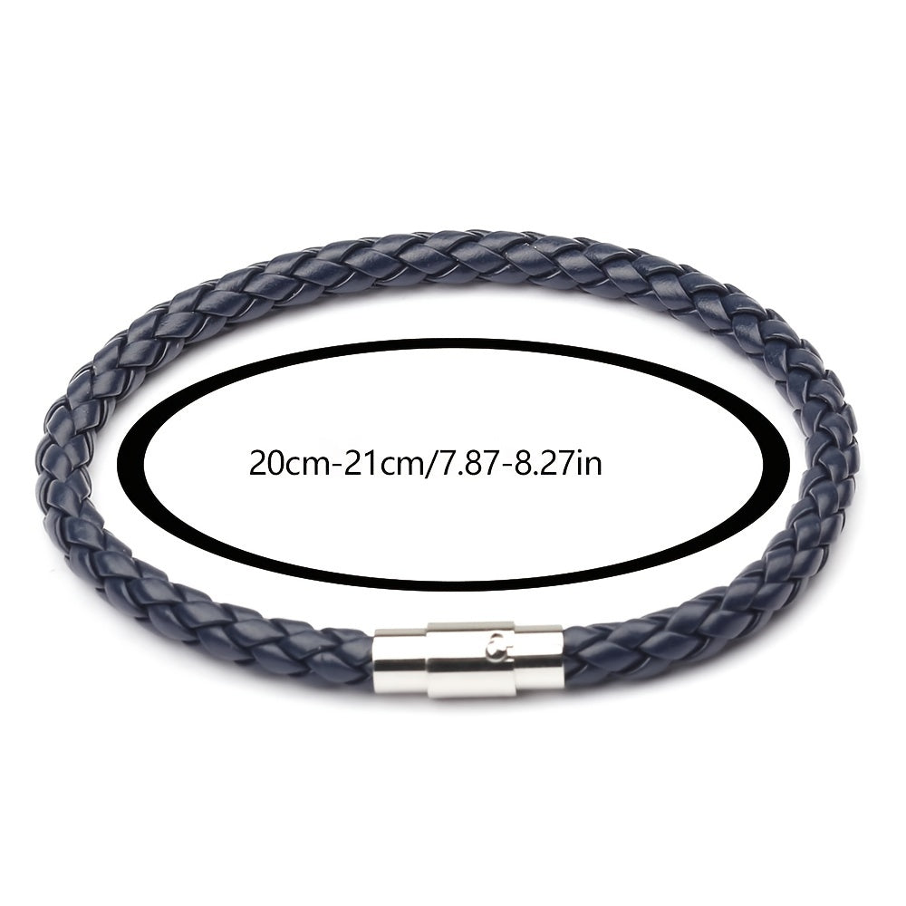 European Magnetic Men's Leather Rope Bracelet