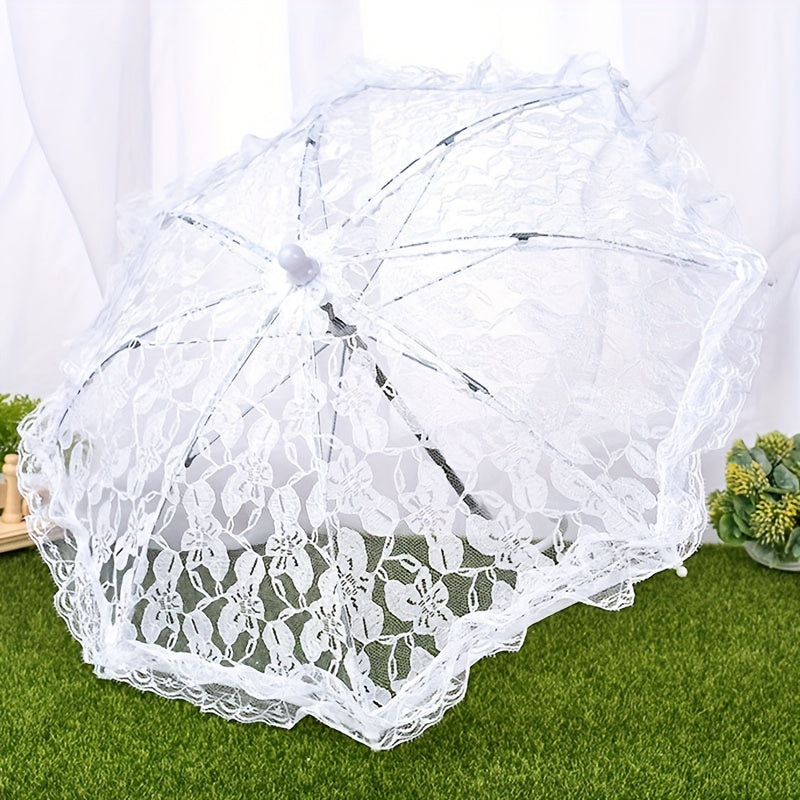 Lace Decoration Floral Pattern Girls Umbrella - Wedding Prop