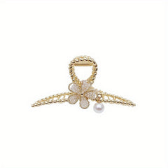 Alloy Hair Claw Clip Beaded Flower Faux Pearl Hair Claw Nonslip Shark Claw