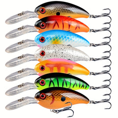 7pcs Crankbait Fishing Lures 3.94in 14g Treble Hooks
