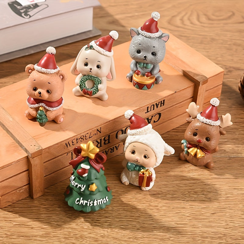 Christmas Resin Family Small Animal Ornaments Creative Home Decoration