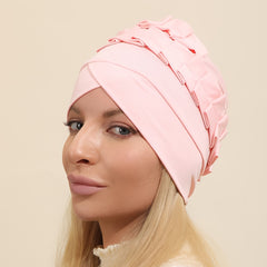 Solid Ruffles Turban Cap Head Wrap Chemo Cap Beanie