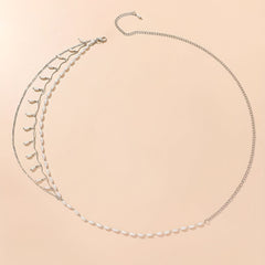 Faux Pearl Layered Waist Chain Pendant Tassel Metal Belt Dress Girdle