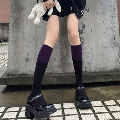Colorblock Calf Socks All-match Knee High Socks Women's Stockings