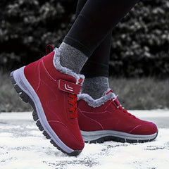 Warm Snow Boots Hook & Loop Winter Keep Warm Boots Comfort Flat Walking Boots