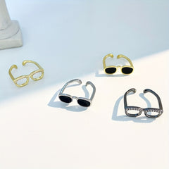 Adjustable Glass Ring 14k Plated Couple Ring