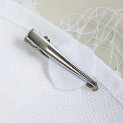 Women Satin Bowknot Head Piece With Duck Billed Clip Faux Pearl Hair Accessory