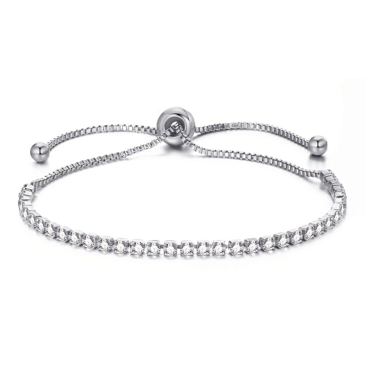 Adjustable Rhinestone Tennis Chain Bracelet Women Hand Jewelry 1 Pc