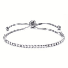 Adjustable Rhinestone Tennis Chain Bracelet Women Hand Jewelry 1 Pc