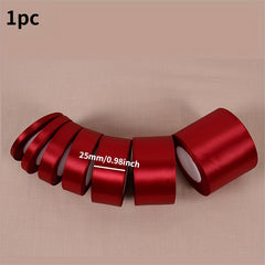 25 Yards Wine Red Silk Satin Ribbon for Weddings and DIY Projects