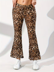 Leopard Print Flared Yoga Pants Women's Activewear