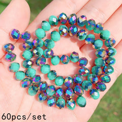 Green Crystal Faceted Colorful Glass Beads Loose Spacer Beads For Diy Bracelet