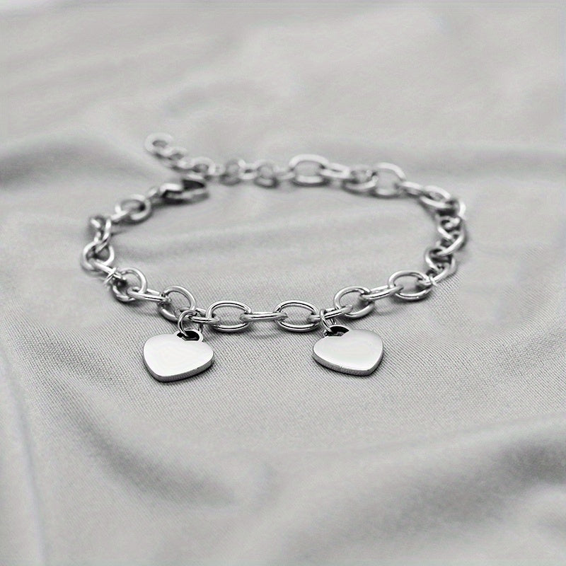 Personalized Heart Nameplate Bracelet Stainless Steel