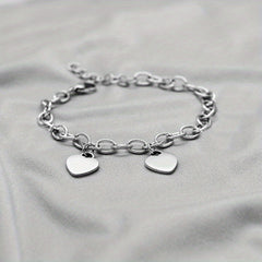 Personalized Heart Nameplate Bracelet Stainless Steel