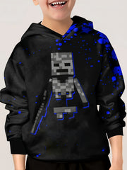 Pixel Robot Print Kid's Hoodie Unisex Pullover