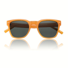 OUWEN Small Square Polarized Sunglasses Men Retro Sun Glasses UV400 Orange