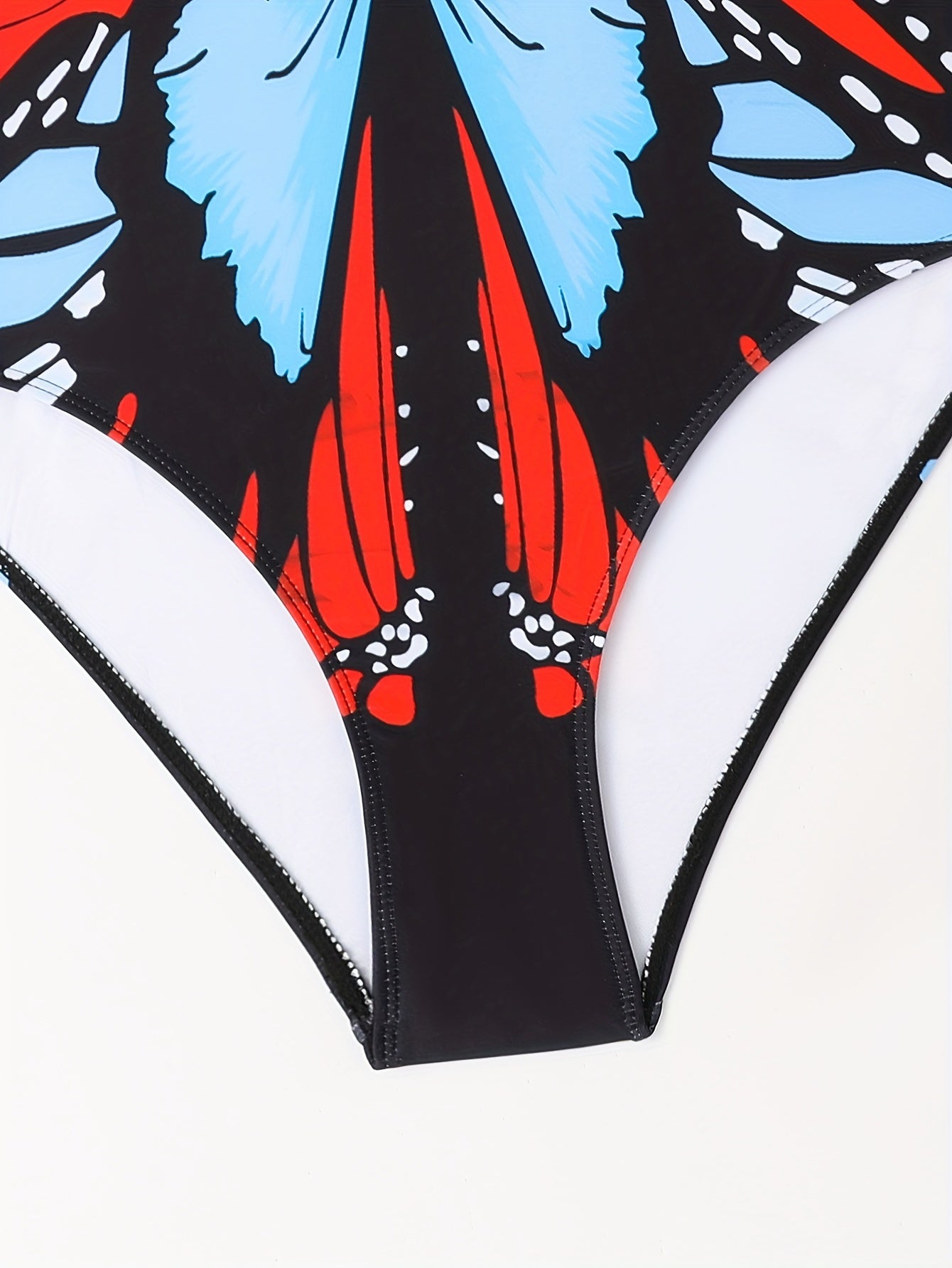  Butterfly Print Halter One Piece Swimsuit