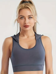 Wireless Sports Bra Hooded Running Tank Top