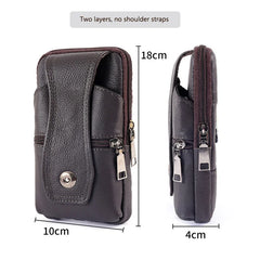 Men's Retro Leather Shoulder Bag Small Messenger Mobile Phone Waist Bag