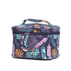 Canvas Leaf Print Cosmetic Bag for Women Makeup Storage Travel Beauty Organizer