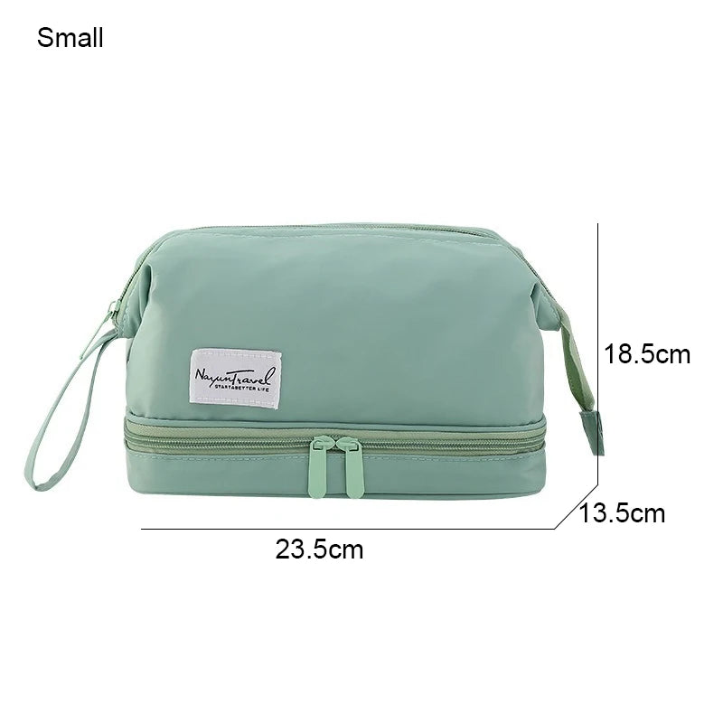 Women Large Two-Layer Waterproof Makeup Bag Travel Beauty Organizer