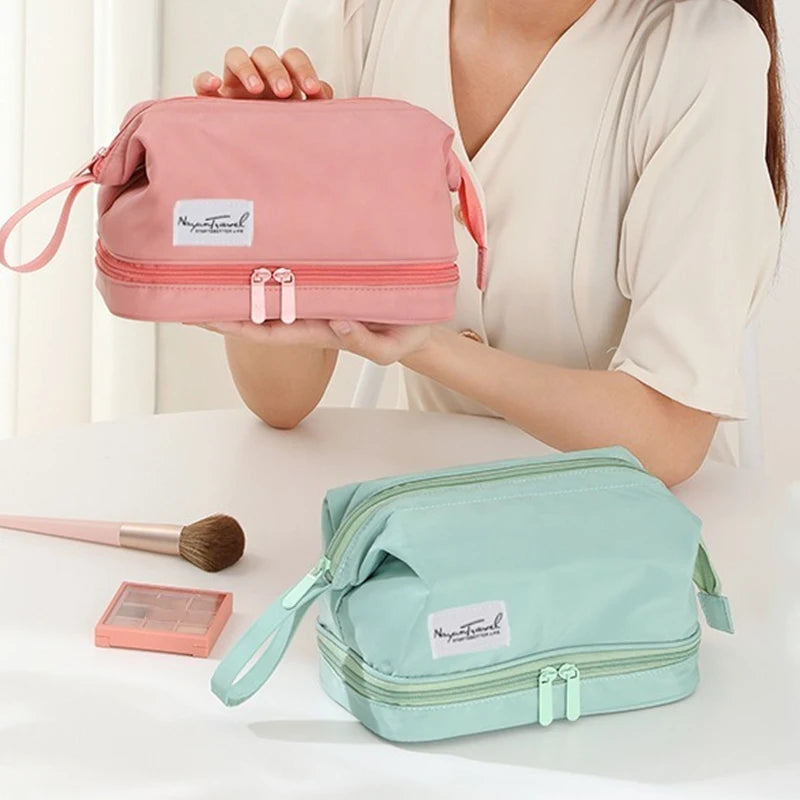 Women Large Two-Layer Waterproof Makeup Bag Travel Beauty Organizer