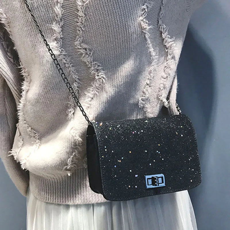 Women Shoulder Crossbody Bag Sequin Chain for Mobile Phone Party