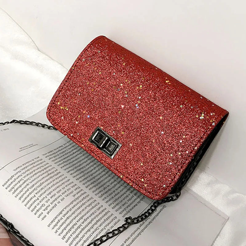 Women Shoulder Crossbody Bag Sequin Chain for Mobile Phone Party
