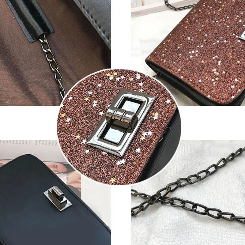 Women Shoulder Crossbody Bag Sequin Chain for Mobile Phone Party