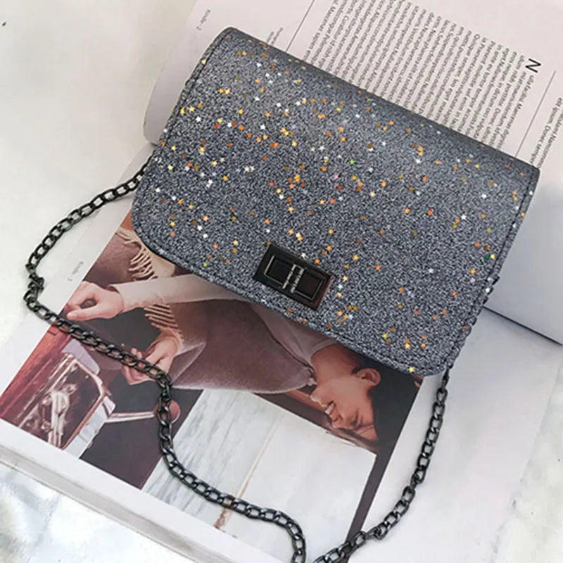 Women Shoulder Crossbody Bag Sequin Chain for Mobile Phone Party