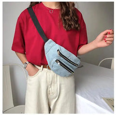 Retro Denim Belt Waist Pack Chest Bag Shoulder Messenger bag