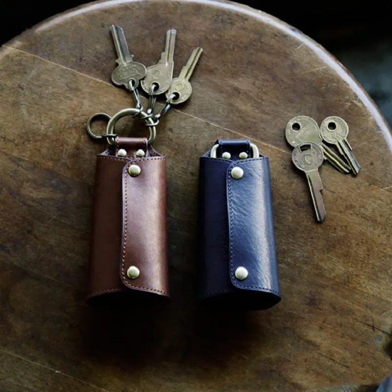 Leather Key Wallet Car Key Organizer Zipper Keys Case Bag