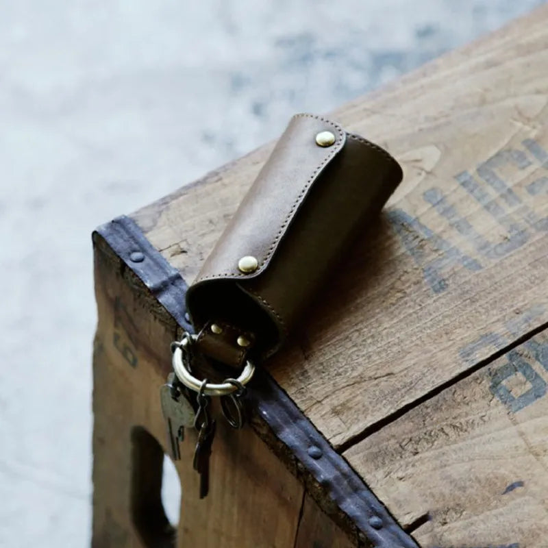 Leather Key Wallet Car Key Organizer Zipper Keys Case Bag