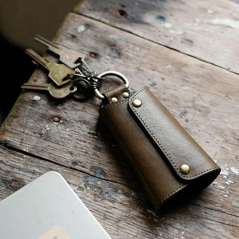 Leather Key Wallet Car Key Organizer Zipper Keys Case Bag