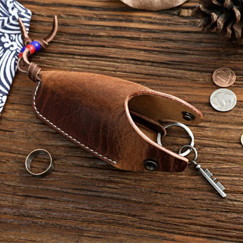 Leather Key Wallet Pouch Men Car Key Case Holder