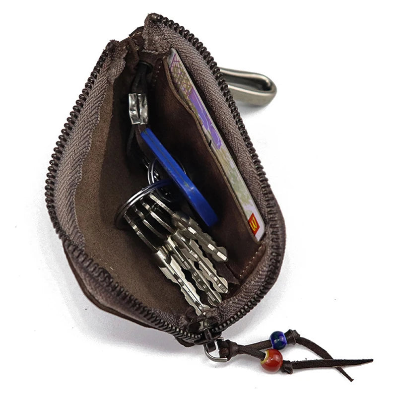 Leather Key Wallet for Men Women Housekeeper Key Chain Holder