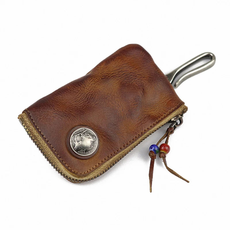 Leather Key Wallet for Men Women Housekeeper Key Chain Holder