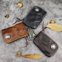 Leather Key Wallet for Men Women Housekeeper Key Chain Holder