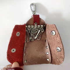 Leather Mini Keychain Holder Bag Case Unisex Wallet Cover Solid