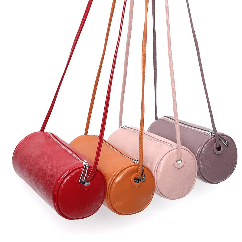 Leather Round Crossbody Bag Women Mini Shoulder Bags