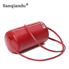 Leather Round Crossbody Bag Women Mini Shoulder Bags