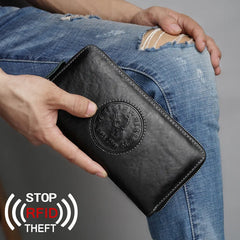 RFID Anti-theft Leather Men's Wallet Clutch Bag