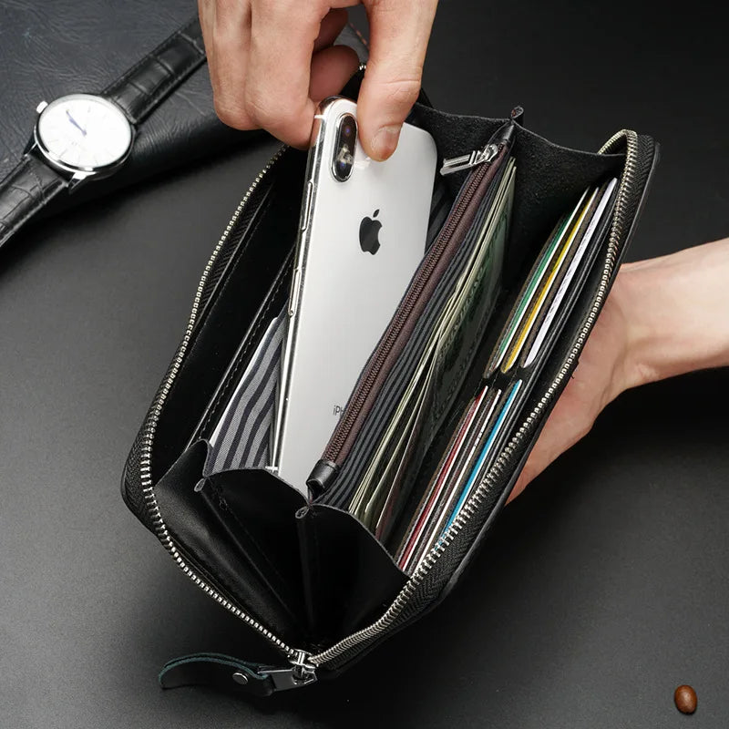 RFID Anti-theft Leather Men's Wallet Clutch Bag