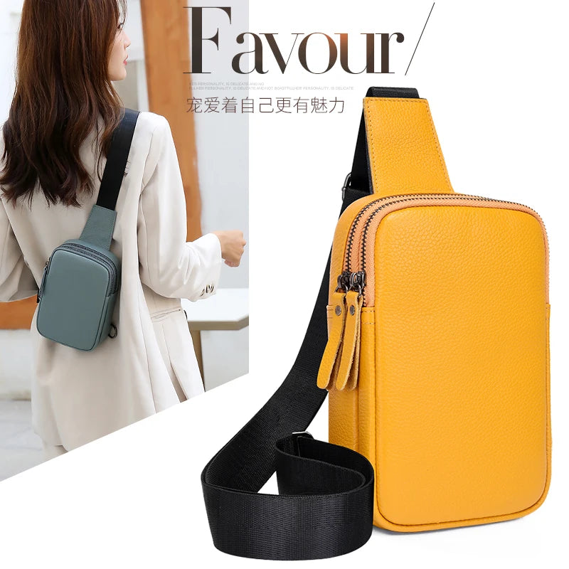 Women Chest Bag High Soft Cowhide Female Shoulder Handbag