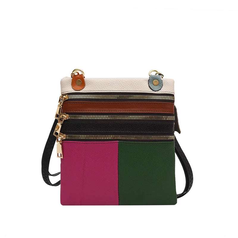 Soft Leather Women Shoulder Bag Zipper Phone Wallet