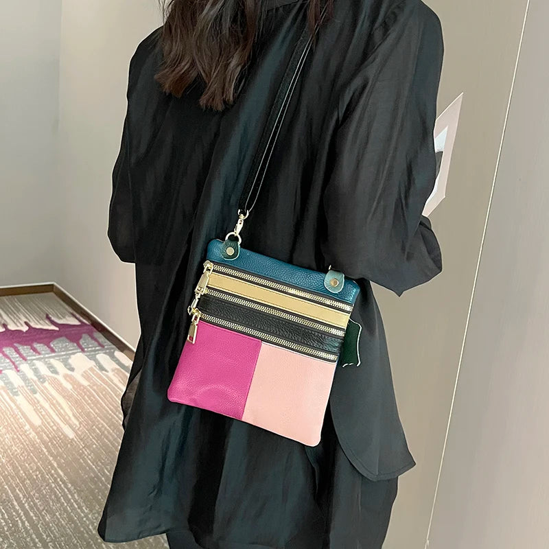 Soft Leather Women Shoulder Bag Zipper Phone Wallet