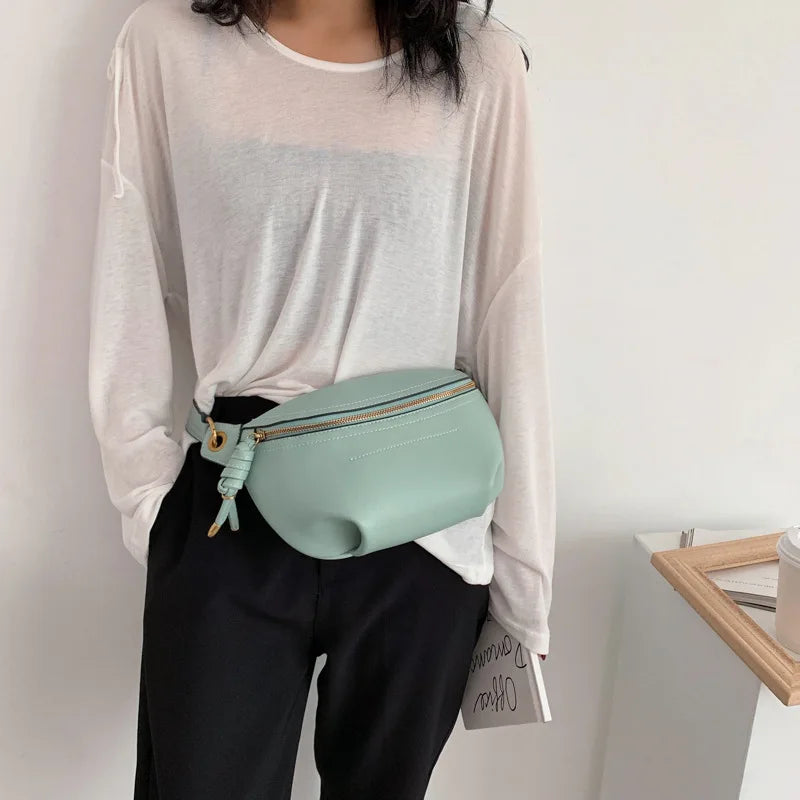 Leather Women Waist Bags Chain Belt Crossbody Bag Bolsa Feminina