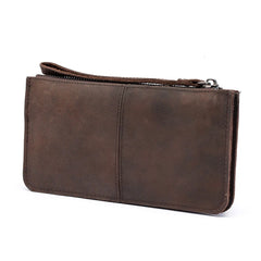 Retro Crazy Horse Leather Long Wallet Men Women Clutch Bag Handbag